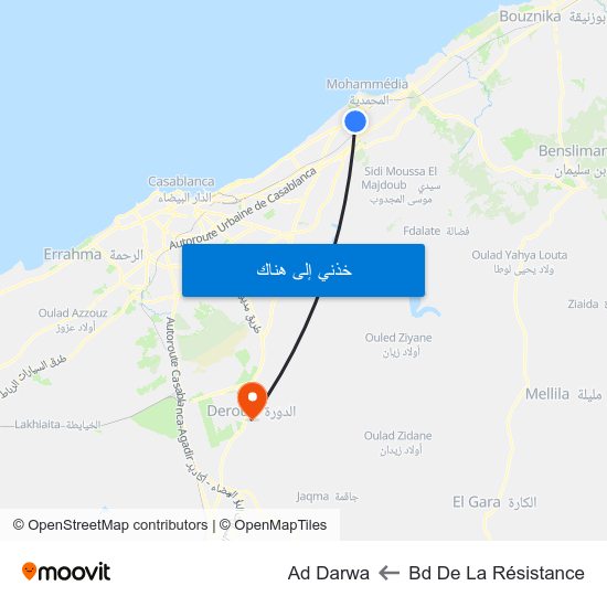 Bd De La Résistance to Ad Darwa map