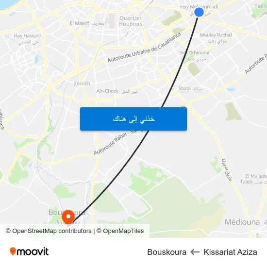 Kissariat Aziza to Bouskoura map