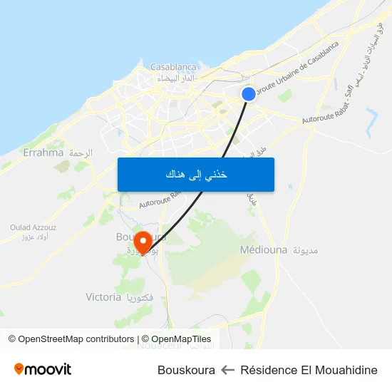 Résidence El Mouahidine to Bouskoura map
