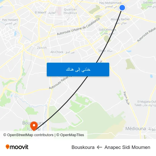 Anapec Sidi Moumen to Bouskoura map