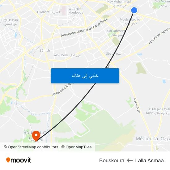 Lalla Asmaa to Bouskoura map