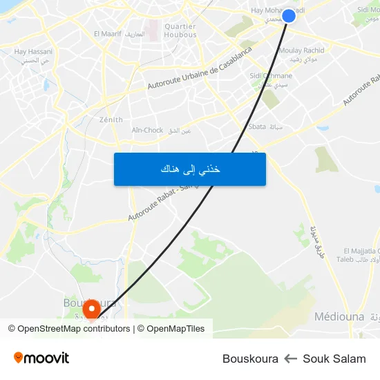 Souk Salam to Bouskoura map