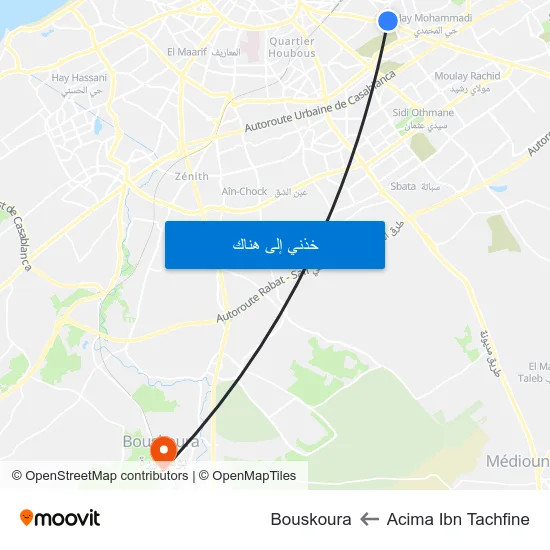 Acima Ibn Tachfine to Bouskoura map