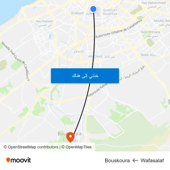 Wafasalaf to Bouskoura map