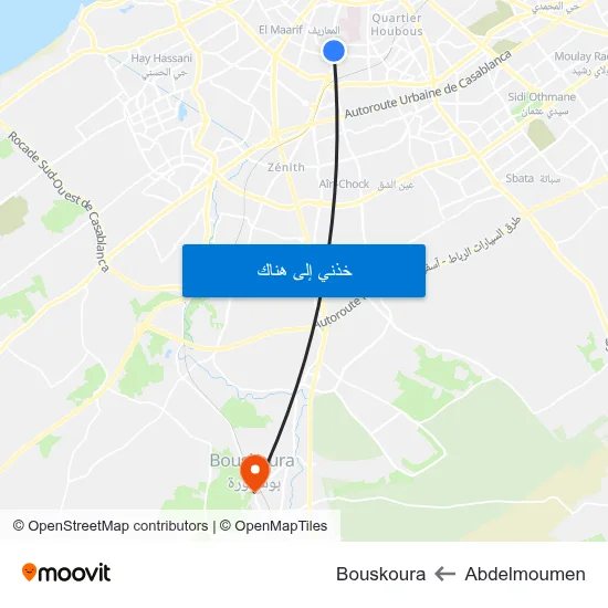 Abdelmoumen to Bouskoura map