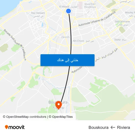 Riviera to Bouskoura map