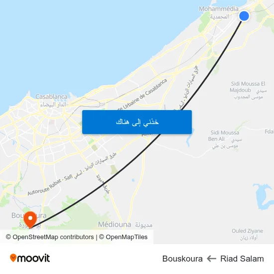 Riad Salam to Bouskoura map