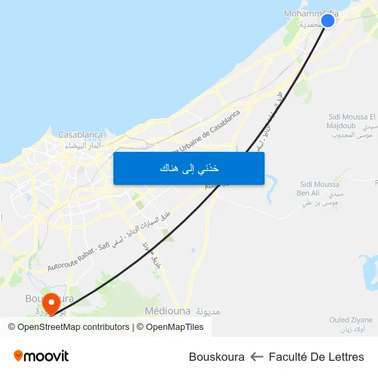 Faculté De Lettres to Bouskoura map
