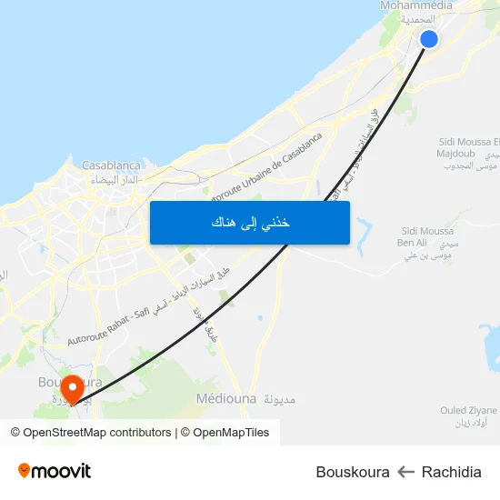 Rachidia to Bouskoura map