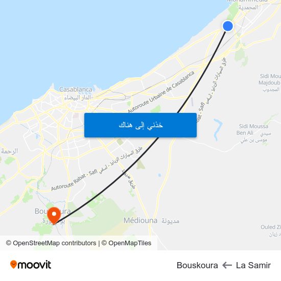 La Samir to Bouskoura map