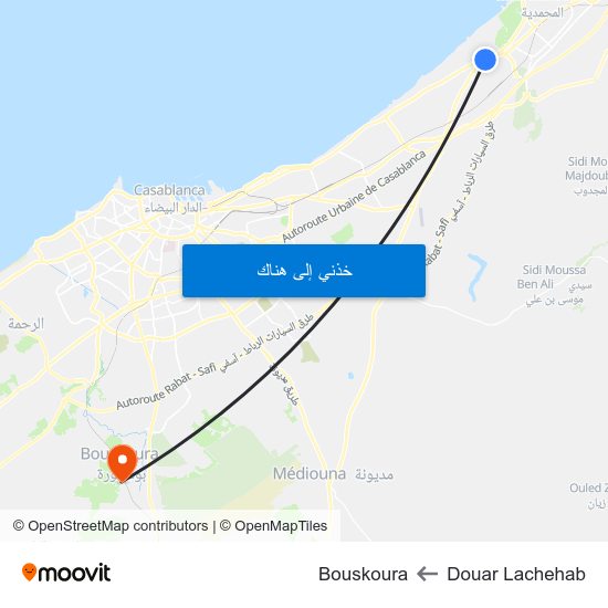 Douar Lachehab to Bouskoura map
