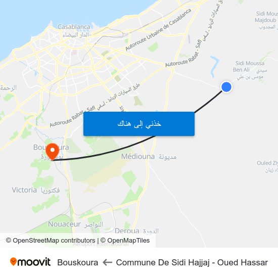 Commune De Sidi Hajjaj - Oued Hassar to Bouskoura map