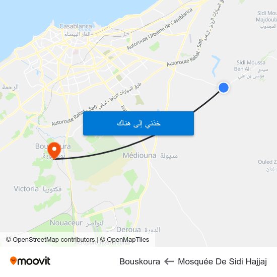 Mosquée De Sidi Hajjaj to Bouskoura map