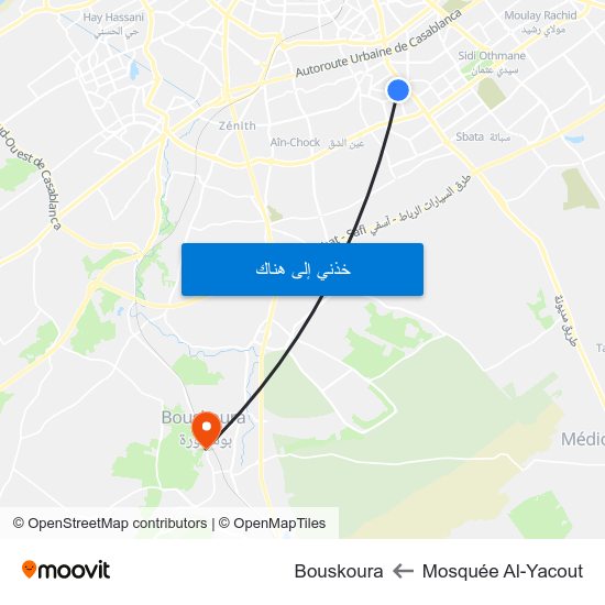 Mosquée Al-Yacout to Bouskoura map