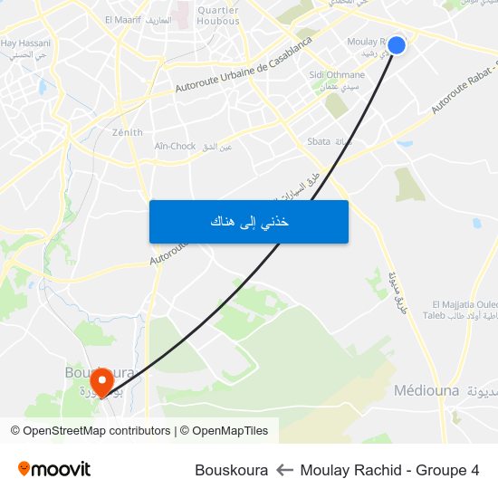 Moulay Rachid - Groupe 4 to Bouskoura map