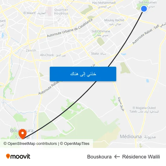 Résidence Walili to Bouskoura map