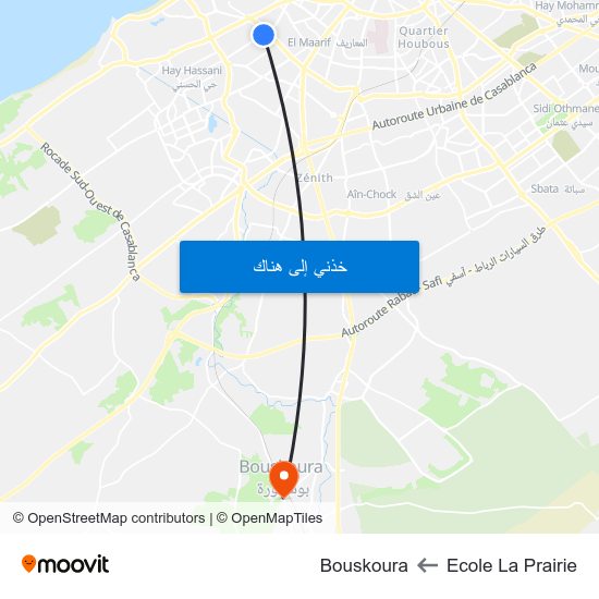 Ecole La Prairie to Bouskoura map