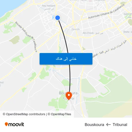 Tribunal to Bouskoura map