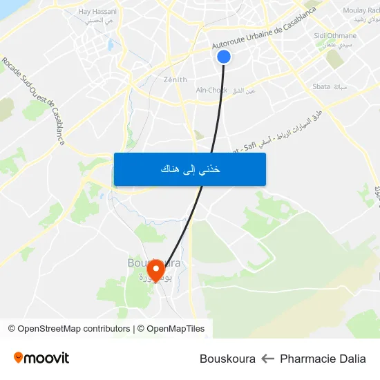 Pharmacie Dalia to Bouskoura map