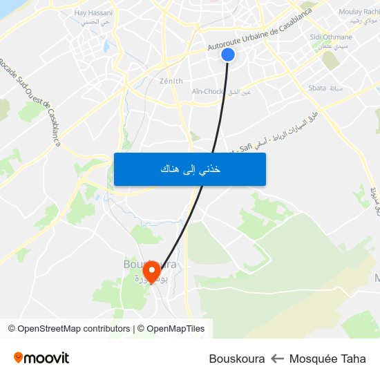 Mosquée Taha to Bouskoura map
