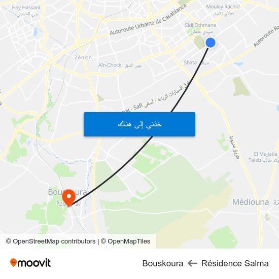 Résidence Salma to Bouskoura map