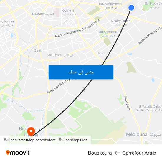 Carrefour Araib to Bouskoura map