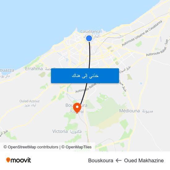 Oued Makhazine to Bouskoura map