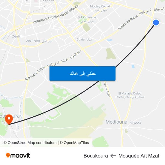Mosquée Aït Mzal to Bouskoura map