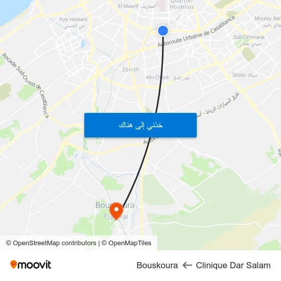 Clinique Dar Salam to Bouskoura map