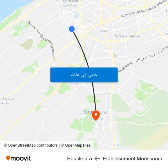 Etablissement Moussaoui to Bouskoura map