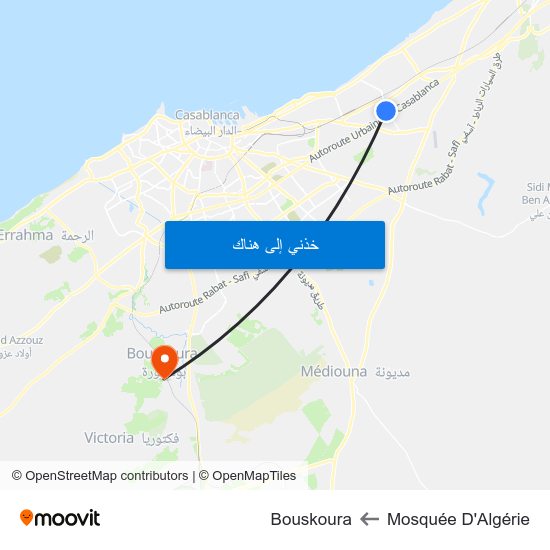 Mosquée D'Algérie to Bouskoura map