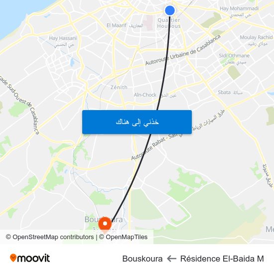 Résidence El-Baida M to Bouskoura map
