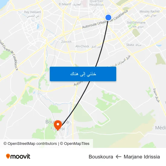 Marjane Idrissia to Bouskoura map