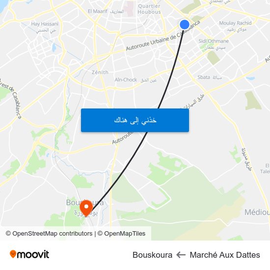 Marché Aux Dattes to Bouskoura map