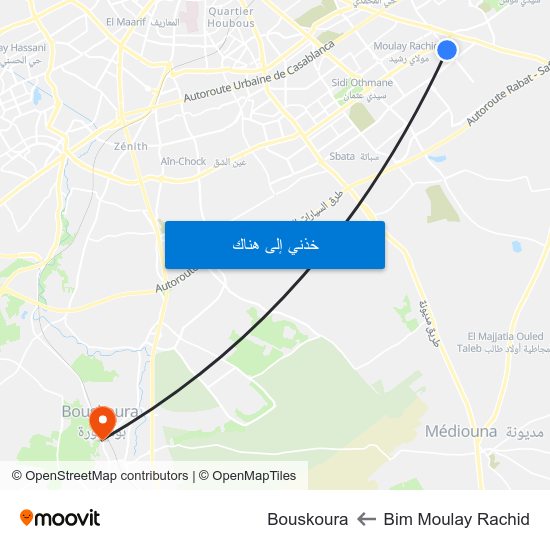 Bim Moulay Rachid to Bouskoura map