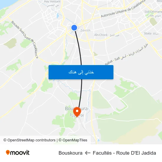 Facultés - Route D'El Jadida to Bouskoura map
