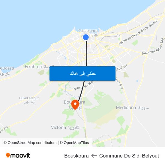 Commune De Sidi Belyout to Bouskoura map