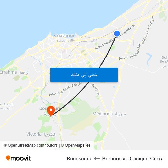 Bernoussi - Clinique Cnss to Bouskoura map