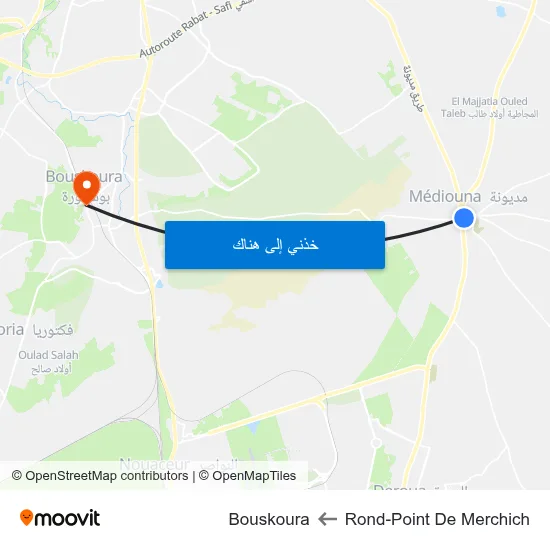 Rond-Point De Merchich to Bouskoura map