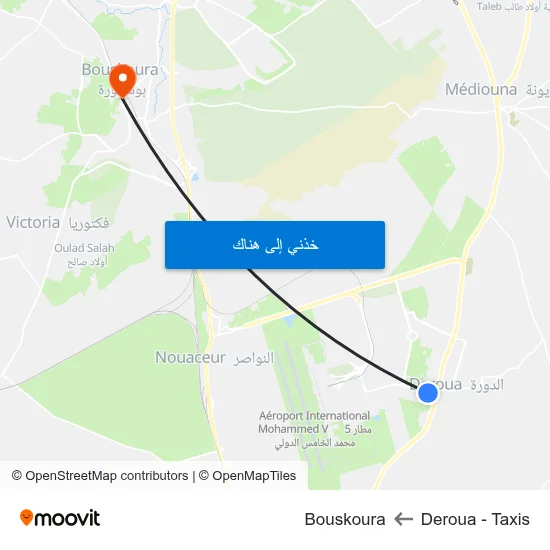 Deroua - Taxis to Bouskoura map