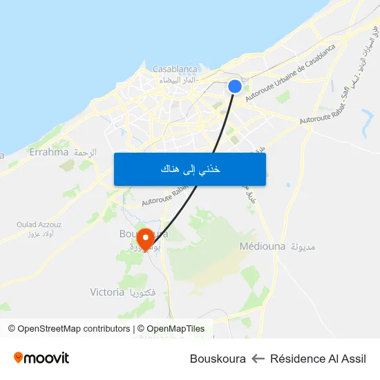 Résidence Al Assil to Bouskoura map