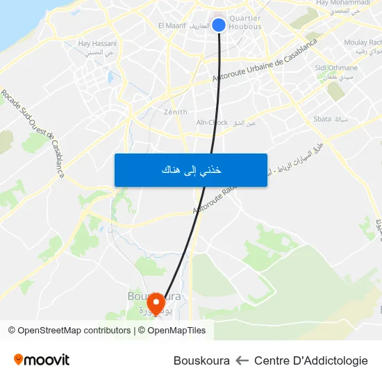 Centre D'Addictologie to Bouskoura map