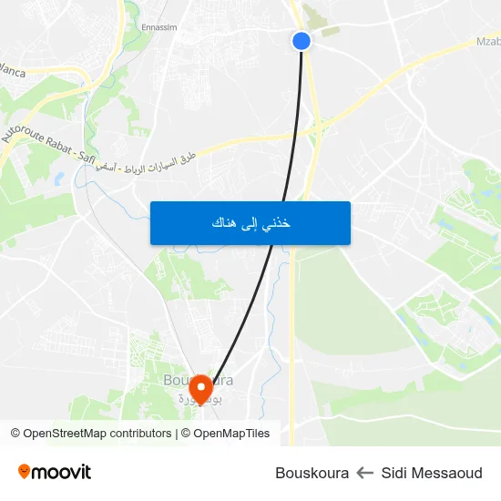 Sidi Messaoud to Bouskoura map