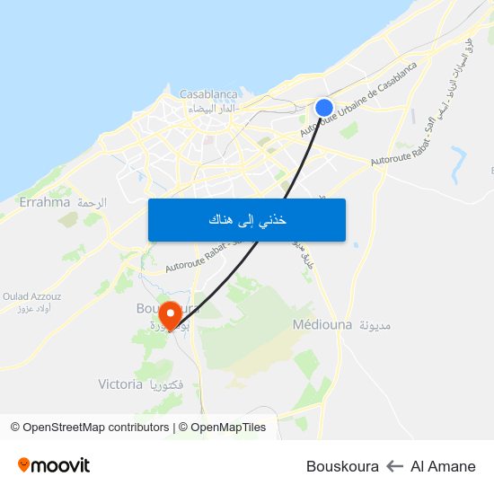 Al Amane to Bouskoura map
