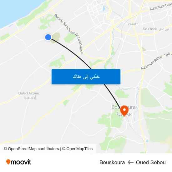 Oued Sebou to Bouskoura map