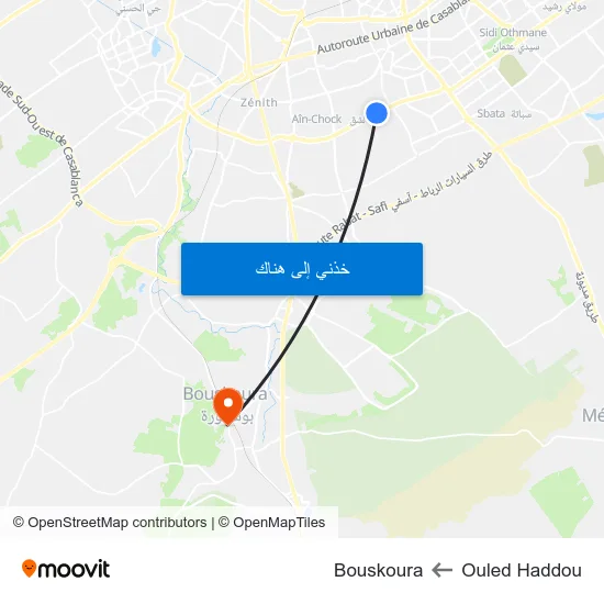 Ouled Haddou to Bouskoura map
