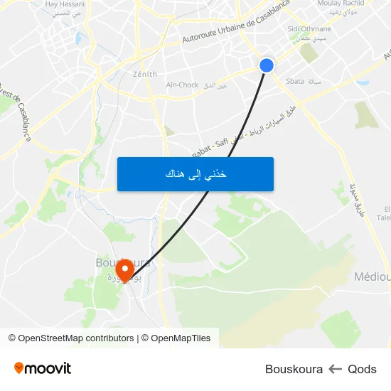 Qods to Bouskoura map