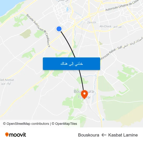Kasbat Lamine to Bouskoura map