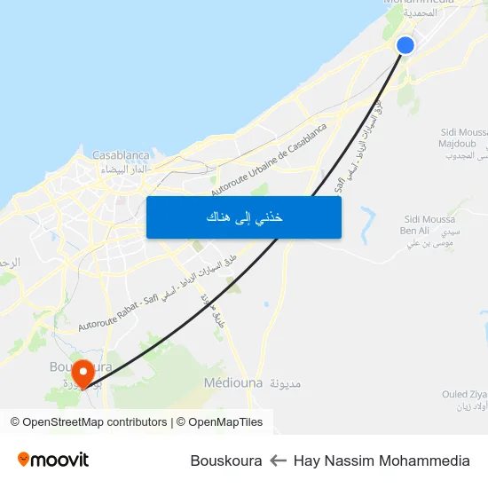 Hay Nassim Mohammedia to Bouskoura map