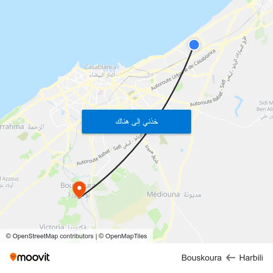 Harbili to Bouskoura map
